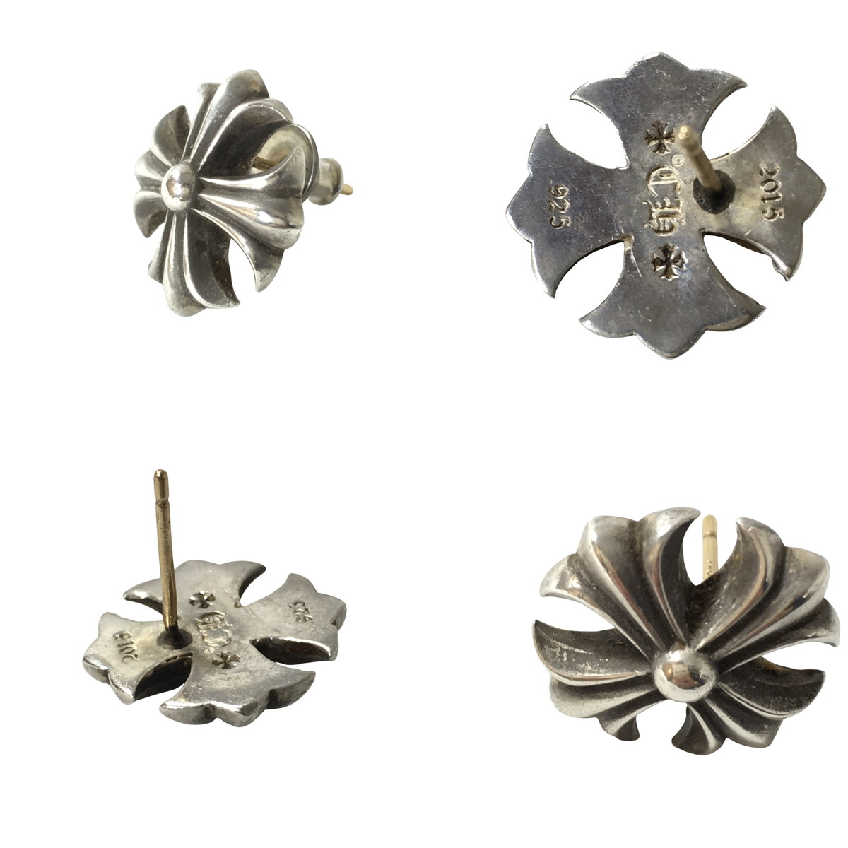 CHROME HEARTS クロムハーツ スタッド ピアス #4 ラージCHプラス カットアウト LRG CH PLS シルバー 原本付属 の画像