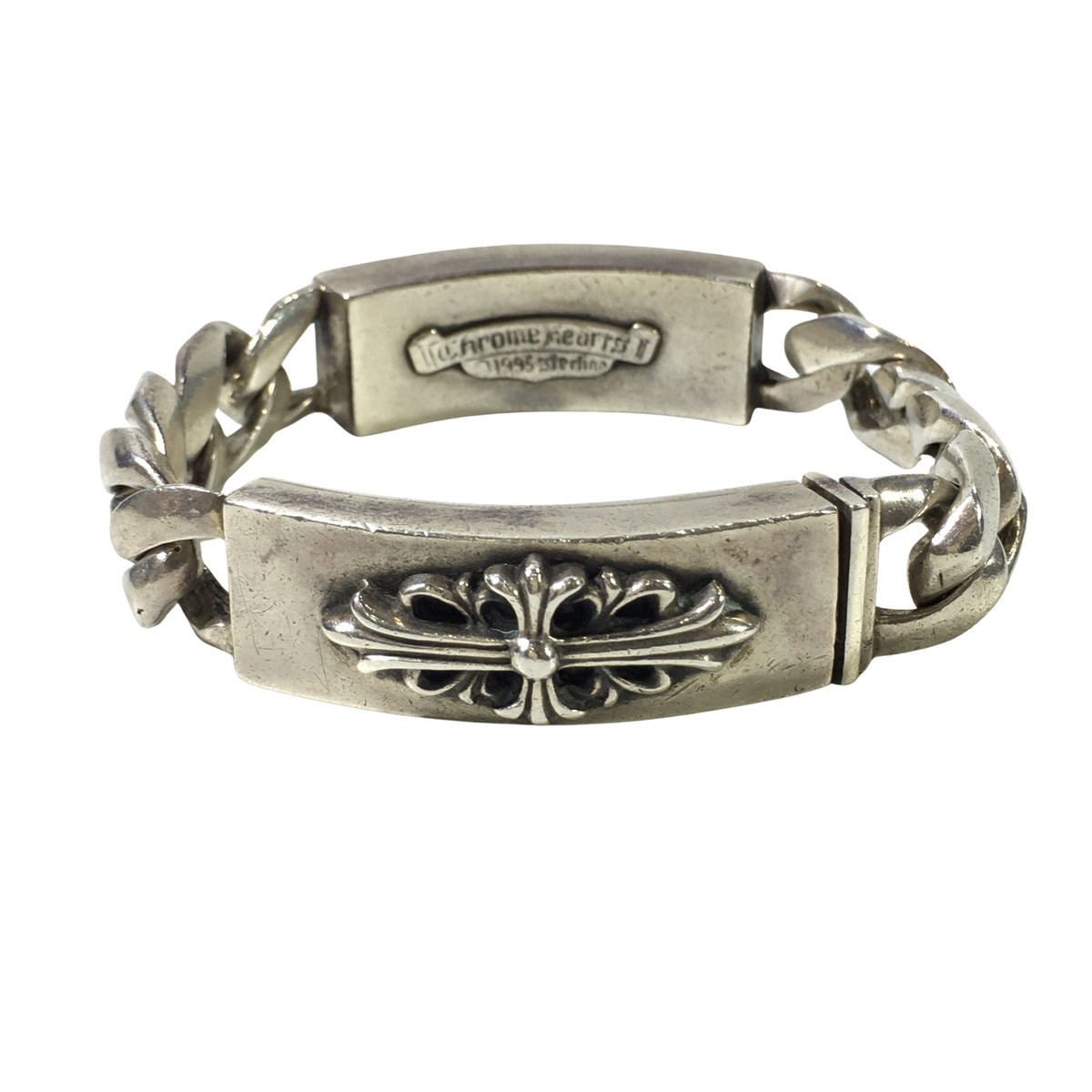 CHROME HEARTS クロムハーツ ブレスレット ダブルIDブレス フローラル クロス ダガー ID DBL FLRL DGGR OLD オールド刻印 1995 の画像