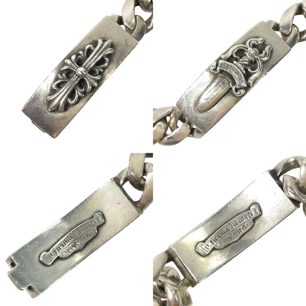 CHROME HEARTS クロムハーツ ブレスレット ダブルIDブレス フローラル クロス ダガー ID DBL FLRL DGGR OLD オールド刻印 1995 の画像