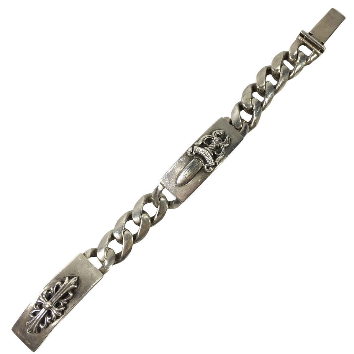 CHROME HEARTS クロムハーツ ブレスレット ダブルIDブレス フローラル クロス ダガー ID DBL FLRL DGGR OLD オールド刻印 1995 の画像