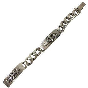 CHROME HEARTS クロムハーツ ブレスレット ダブルIDブレス フローラル クロス ダガー ID DBL FLRL DGGR OLD オールド刻印 1995 の画像
