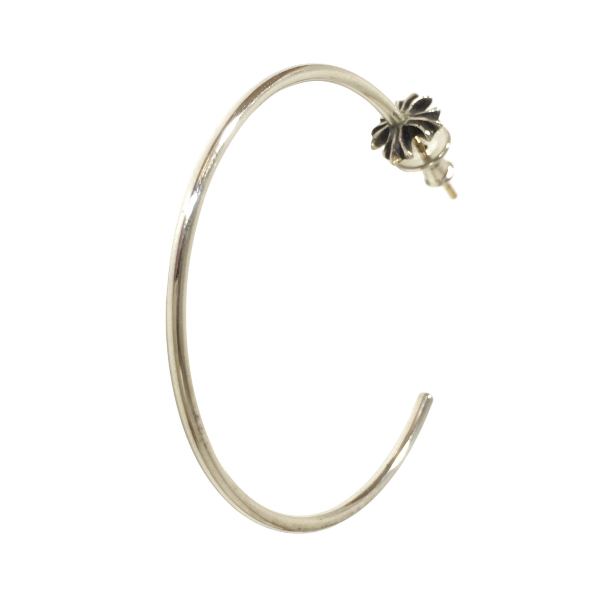 未使用品 CHROME HEARTS クロムハーツ ピアス CHプラス フープ イヤリング HOOP CH PLS CRS PLUS CROSS シルバー K18 の画像