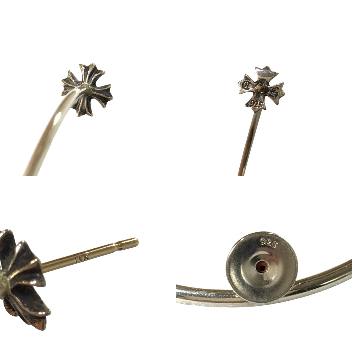 未使用品 CHROME HEARTS クロムハーツ ピアス CHプラス フープ イヤリング HOOP CH PLS CRS PLUS CROSS シルバー K18 の画像