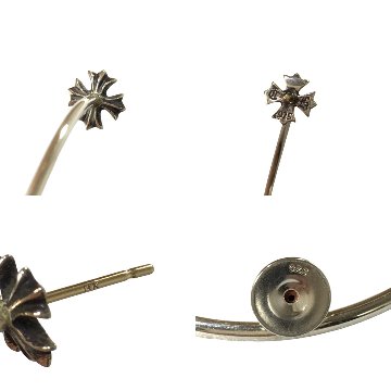 未使用品 CHROME HEARTS クロムハーツ ピアス CHプラス フープ イヤリング HOOP CH PLS CRS PLUS CROSS シルバー K18 の画像