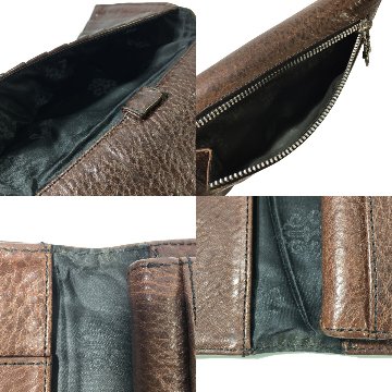 CHROME HEARTS クロムハーツ ウェーブウォレット 原本付 レザーウォレット ハートボタン 長財布 WALLET WAVE HEART HRT BLL 茶 　の画像