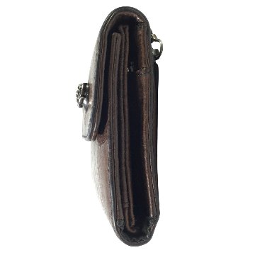 CHROME HEARTS クロムハーツ ウェーブウォレット 原本付 レザーウォレット ハートボタン 長財布 WALLET WAVE HEART HRT BLL 茶 　の画像