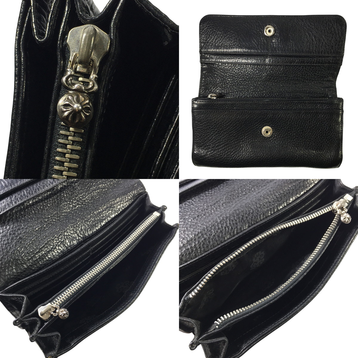 CHROME HEARTS クロムハーツ JUDY ジュディ ウォレット クロスボタン シルバー レザー ロング 長財布 原本付属 の画像