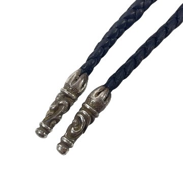 CHROME HEARTS クロムハーツ ネックレス レザーブレイド タイニー スクロールチップ LEATHER BRAID SCROLL 96cmの画像