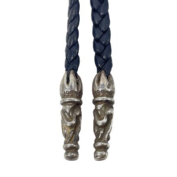 CHROME HEARTS クロムハーツ ネックレス レザーブレイド タイニー スクロールチップ LEATHER BRAID SCROLL 96cmの画像