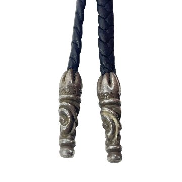 CHROME HEARTS クロムハーツ ネックレス レザーブレイド タイニー スクロールチップ LEATHER BRAID SCROLL 96cmの画像