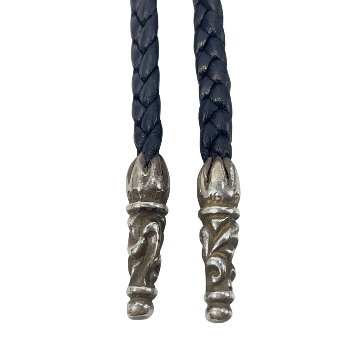 CHROME HEARTS クロムハーツ ネックレス レザーブレイド タイニー スクロールチップ LEATHER BRAID SCROLL 96cmの画像