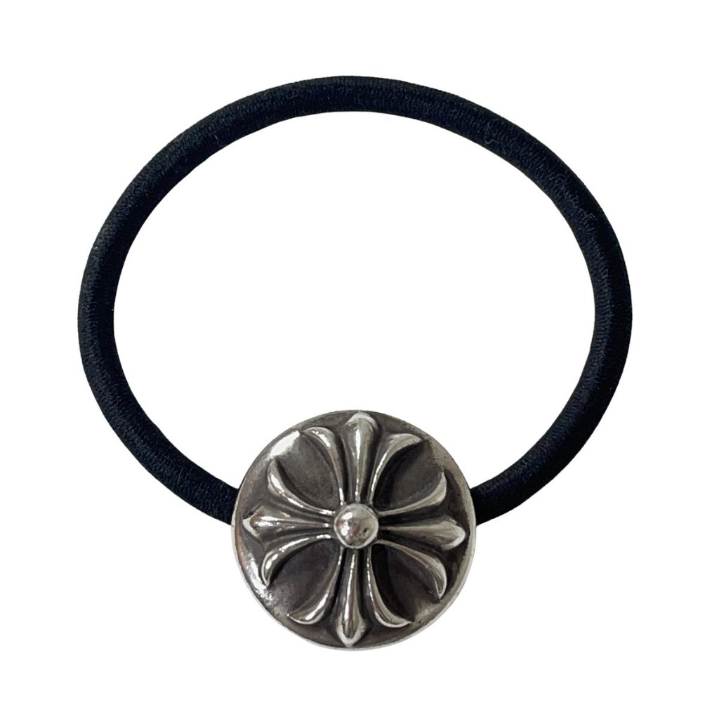 CHROME HEARTS クロムハーツ ヘアバンド クロスボール 現行 ヘアゴム コンチョ ブレス シルバー CROSS HAIRBAND CRS BLL の画像
