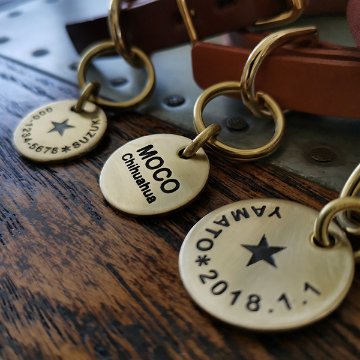 犬 迷子札首輪 真鍮製☆オーダーメイド 両面ネーム入 名入れ☆｜犬の