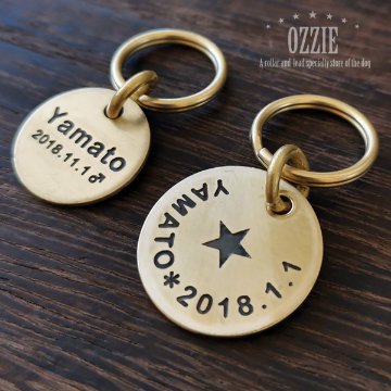 犬 迷子札首輪 真鍮製☆オーダーメイド 両面ネーム入 名入れ☆｜犬の