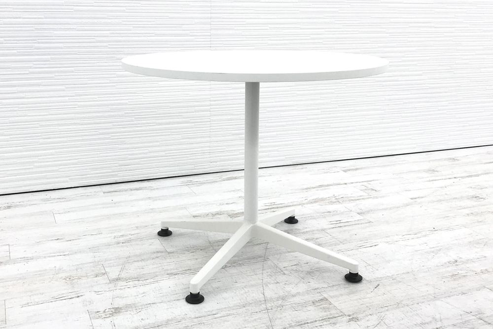 コクヨ 丸テーブル 中古テーブル ミーティングテーブル W900 中古オフィス家具 ホワイト MTT-JTE9MAW画像