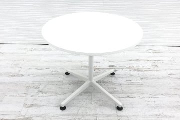 コクヨ 丸テーブル 中古テーブル ミーティングテーブル W900 中古オフィス家具 ホワイト MTT-JTE9MAW画像