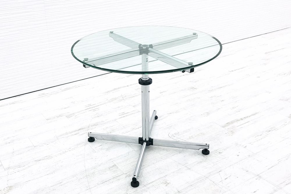 USM Kitos キトス ガラステーブル 会議テーブル カフェテーブル ダイニングテーブル 丸テーブル 直径895mm 中古オフィス家具の画像