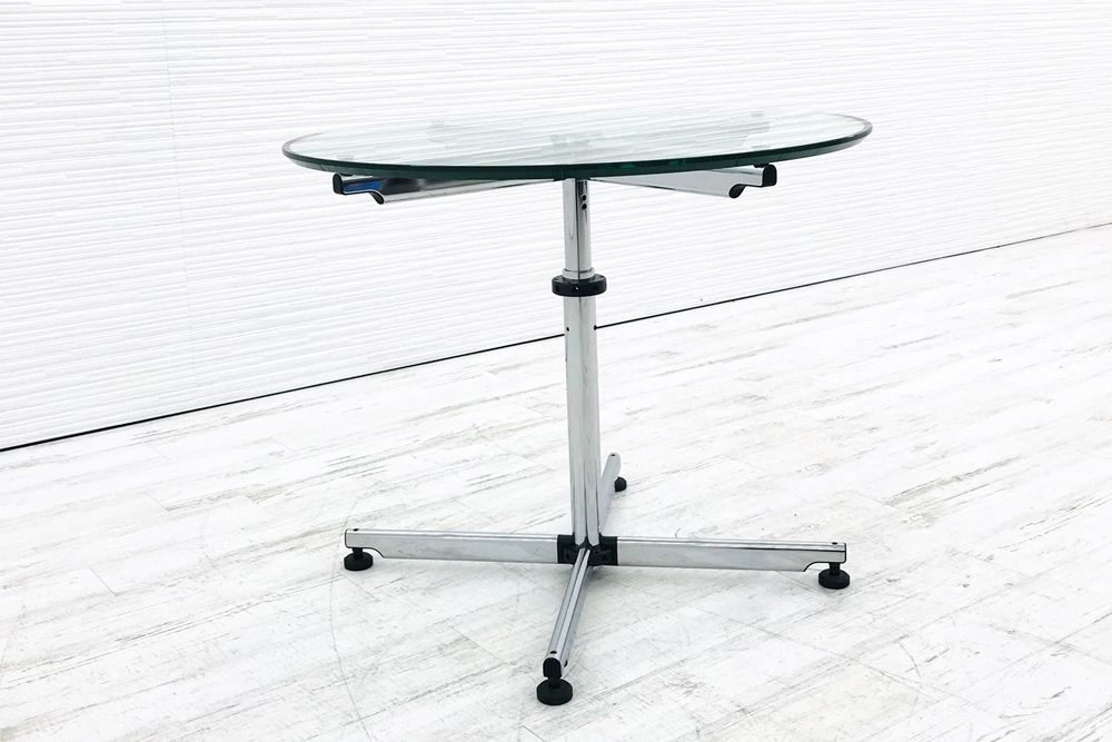 USM Kitos キトス ガラステーブル 会議テーブル カフェテーブル ダイニングテーブル 丸テーブル 直径895mm 中古オフィス家具画像
