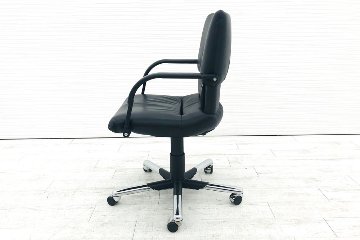ヴィトラ フィグラチェア Vitra フィグラ 中古 figura chair デザイナーズチェア ローバック 革 ブラック 肘難あり画像