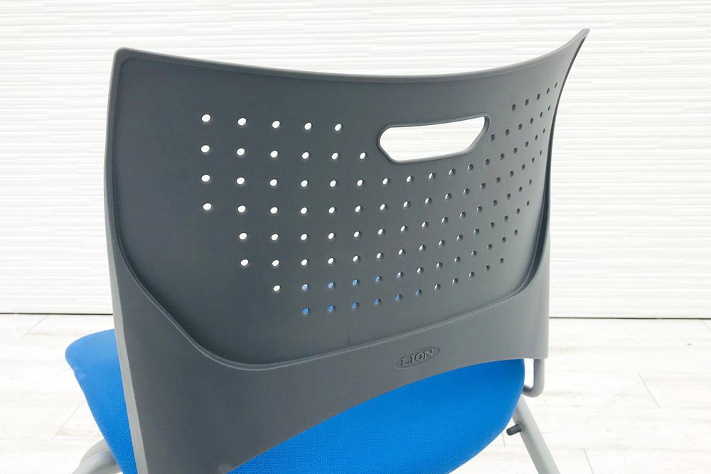 ライオン ミラシオチェア ミーティングチェア 会議椅子 パイプ椅子 スタッキングチェア 中古オフィス家具 No.1210F ブルー画像