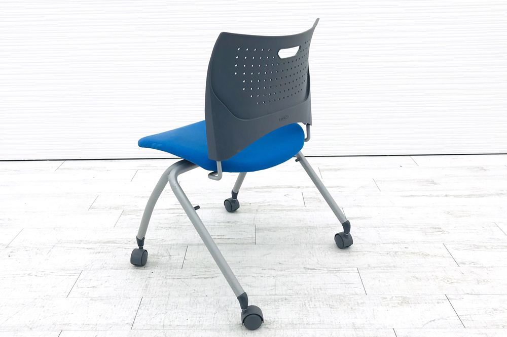ライオン ミラシオチェア ミーティングチェア 会議椅子 パイプ椅子 スタッキングチェア 中古オフィス家具 No.1210F ブルー画像