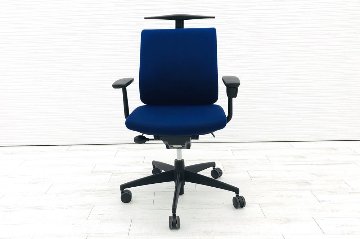 コクヨ ウィザードチェア 中古チェア KOKUYO クッション 固定肘 中古事務椅子 中古オフィス家具 ハンガー付 CRS-G1800 プルシアンブルー画像