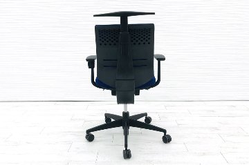 コクヨ ウィザードチェア 中古チェア KOKUYO クッション 固定肘 中古事務椅子 中古オフィス家具 ハンガー付 CRS-G1800 プルシアンブルー画像