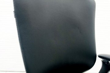 オカムラ コンテッサチェア 中古 コンテッサ 総革張り ブラック 高機能チェア 大型ヘッドレスト ポリッシュフレーム 中古オフィス家具 CM55AB-P676画像