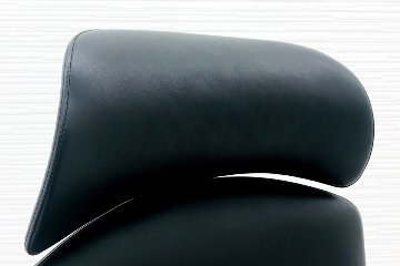 オカムラ コンテッサチェア 中古 コンテッサ 総革張り ブラック 高機能チェア 大型ヘッドレスト ポリッシュフレーム 中古オフィス家具 CM55AB-P676画像
