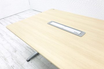 オカムラ リフティオ W2400×D1100mm×H720mm 幅2400 ミーティングテーブル 会議机 中古オフィス家具 ネオウッドライト画像