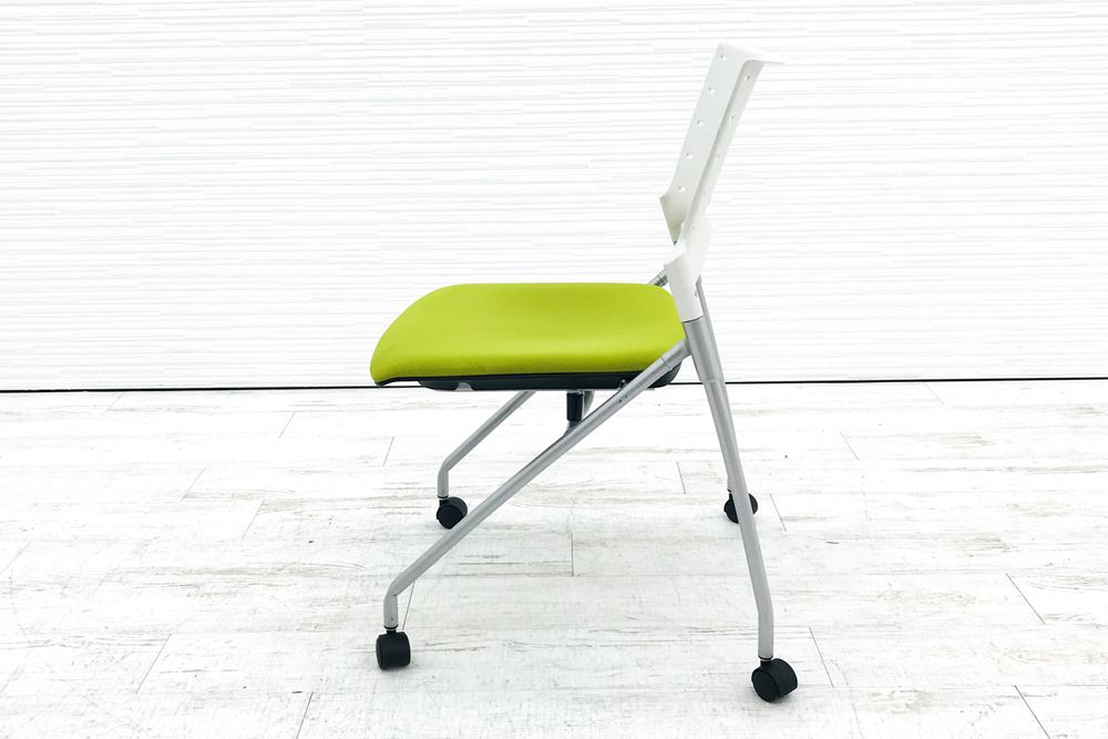 イトーキ マノスチェア ミーティングチェア 会議椅子 パイプ椅子 ネスタブルタイプ 中古オフィス家具 グリーン KLC-310GB画像
