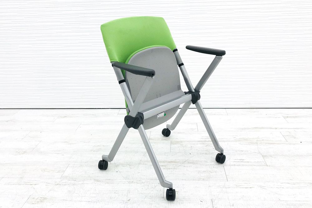オカムラ リータチェア 【4脚セット】 LITA ミーティングチェア スタッキングチェア 会議椅子 パイプ椅子 H162BS FX28 グリーン画像