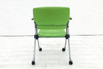 オカムラ リータチェア 【4脚セット】 LITA ミーティングチェア スタッキングチェア 会議椅子 パイプ椅子 H162BS FX28 グリーン画像