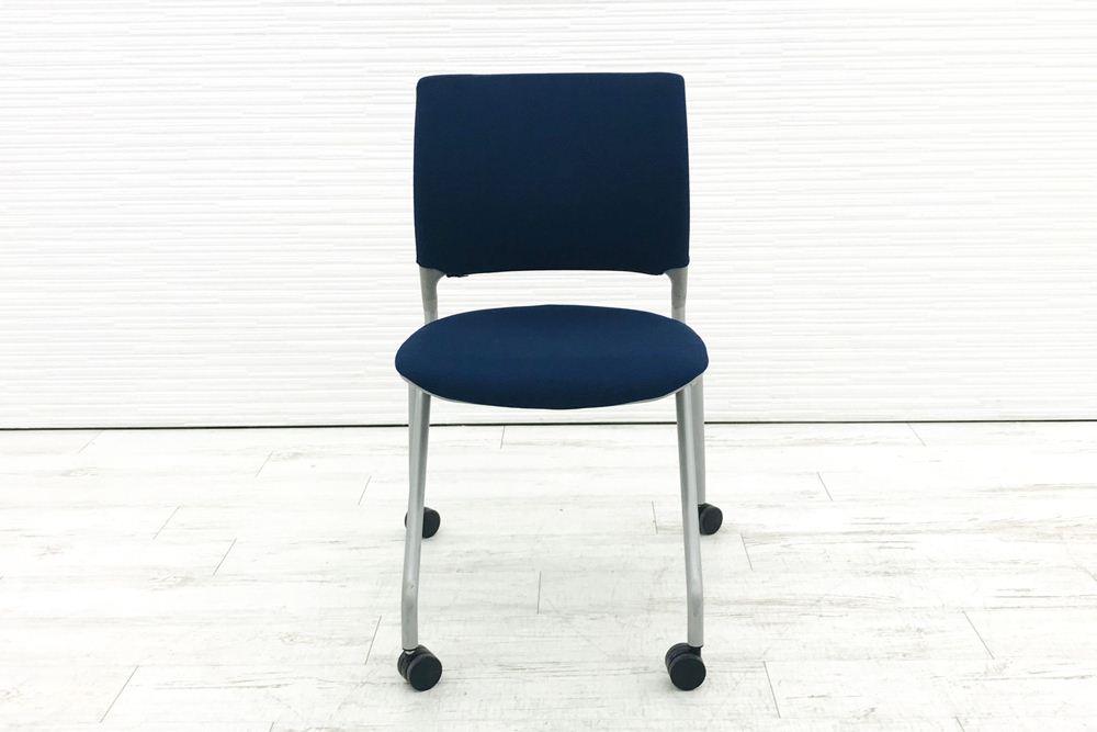 オカムラ エレナ2 【4脚セット】 ミーティングチェア スタッキングチェア 会議椅子 パイプ椅子 HD25YY-FFW4 ダークブルー画像