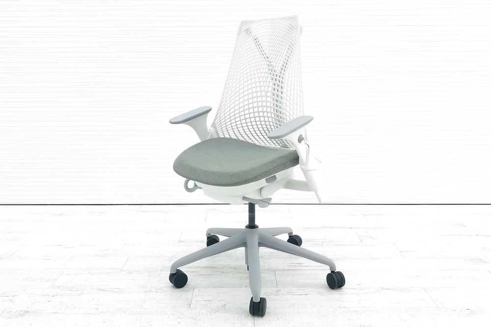 ハーマンミラー セイルチェア 2017年製 中古チェア SAYL Chairs デザインチェア 中古オフィス家具 前傾チルト 可動肘 グレー画像