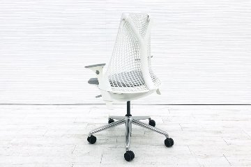 ハーマンミラー セイルチェア 2018年製 中古チェア SAYL Chairs デザインチェア 中古オフィス家具 前傾チルト 可動肘 グレー 脚ポリッシュの画像