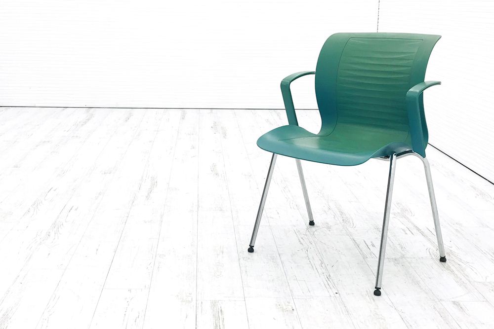 フリッツハンセン ビンテージチェア FritzHansen アンサンブル ENSEMBLE ミーティングチェア スタッキングチェア グリーンの画像