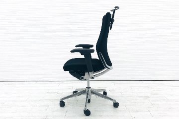 オカムラ コーラルチェア ハイバック 中古 メッシュ 可動肘 中古オフィス家具 中古チェア 事務椅子 OAチェア ブラック CQ88BS-FSF1画像