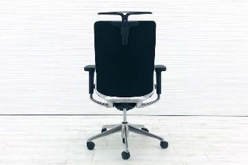 オカムラ コーラルチェア ハイバック 中古 メッシュ 可動肘 中古オフィス家具 中古チェア 事務椅子 OAチェア ブラック CQ88BS-FSF1画像