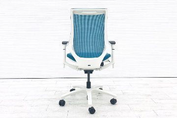 イトーキ エフチェア 2017年製 中古オフィスチェア クッション 可動肘 事務椅子 ITOKI 中古オフィス家具 KF370JB-W9A3 ストロングブルー画像
