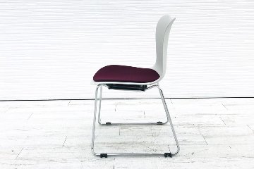 ウチダ ミーティングチェア 中古オフィスチェア パイプ椅子 内田洋行 バーガンディ 中古オフィス家具ML-300画像