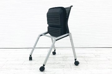 イトーキ  A-4シリーズ ネスタブルチェア 【4脚セット】 事務椅子 ミーティングチェア 会議椅子 中古オフィス家具 KLA-410GB-T1T1画像