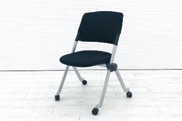 オカムラ リータチェア 【4脚セット】 LITA ミーティングチェア スタッキングチェア 会議椅子 パイプ椅子 H161ZC 0038 ブラック画像
