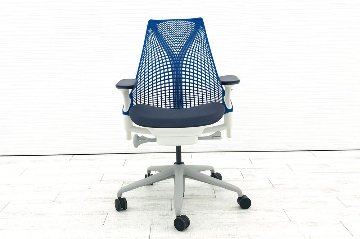 ハーマンミラー セイルチェア 2018年製 中古チェア SAYL Chairs デザインチェア 中古オフィス家具 前傾チルト 可動肘 ブルーの画像