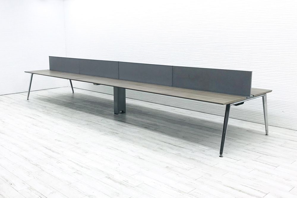 オカムラ プリシード フリーアドレス W5600×D1400mm×H720mm 幅5600 ミーティングテーブル 会議机 中古オフィス家具 デスクトップパネル付の画像