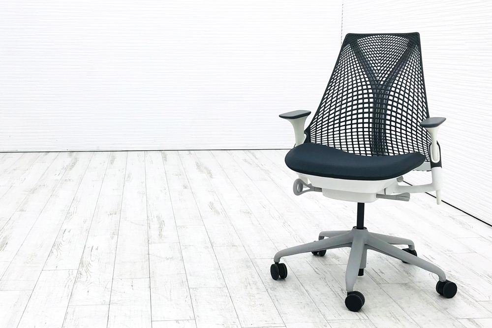 ハーマンミラー セイルチェア SAYL Chairs 中古 前傾チルト 可動肘 デザインチェア 中古オフィス家具 グレー画像