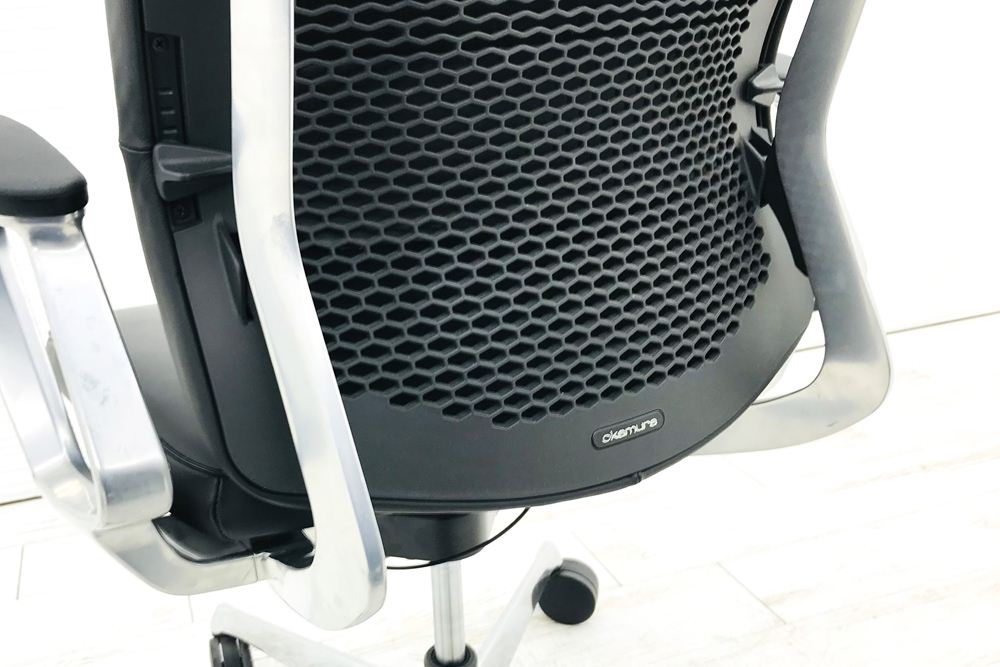 オカムラ デュークチェア ハイバック デューク 高機能チェア 中古オフィス家具 革 ブラック エグゼクティブチェア CZ45ZX画像