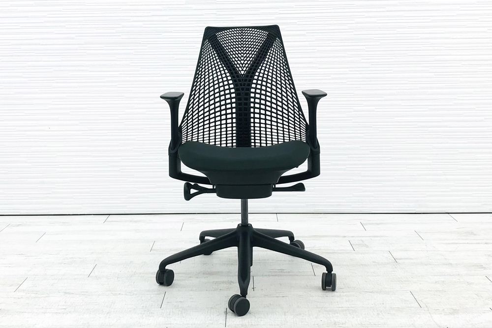 ハーマンミラー セイルチェア 中古 ダークグリーン SAYL Chairs デザインチェア 中古オフィス家具 固定肘画像