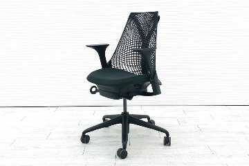ハーマンミラー セイルチェア 中古 ダークグリーン SAYL Chairs デザインチェア 中古オフィス家具 固定肘画像
