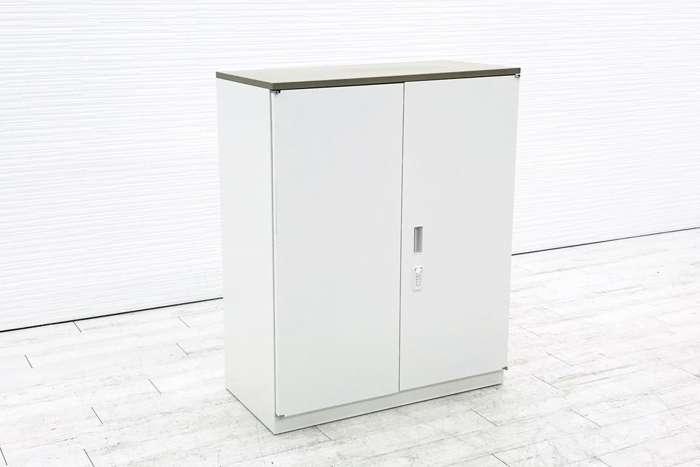 3段両開き 両開き書庫 スチール書庫 中古 スチール シンラインキャビネット イトーキ 中古キャビネット ホワイト 中古オフィス家具の画像